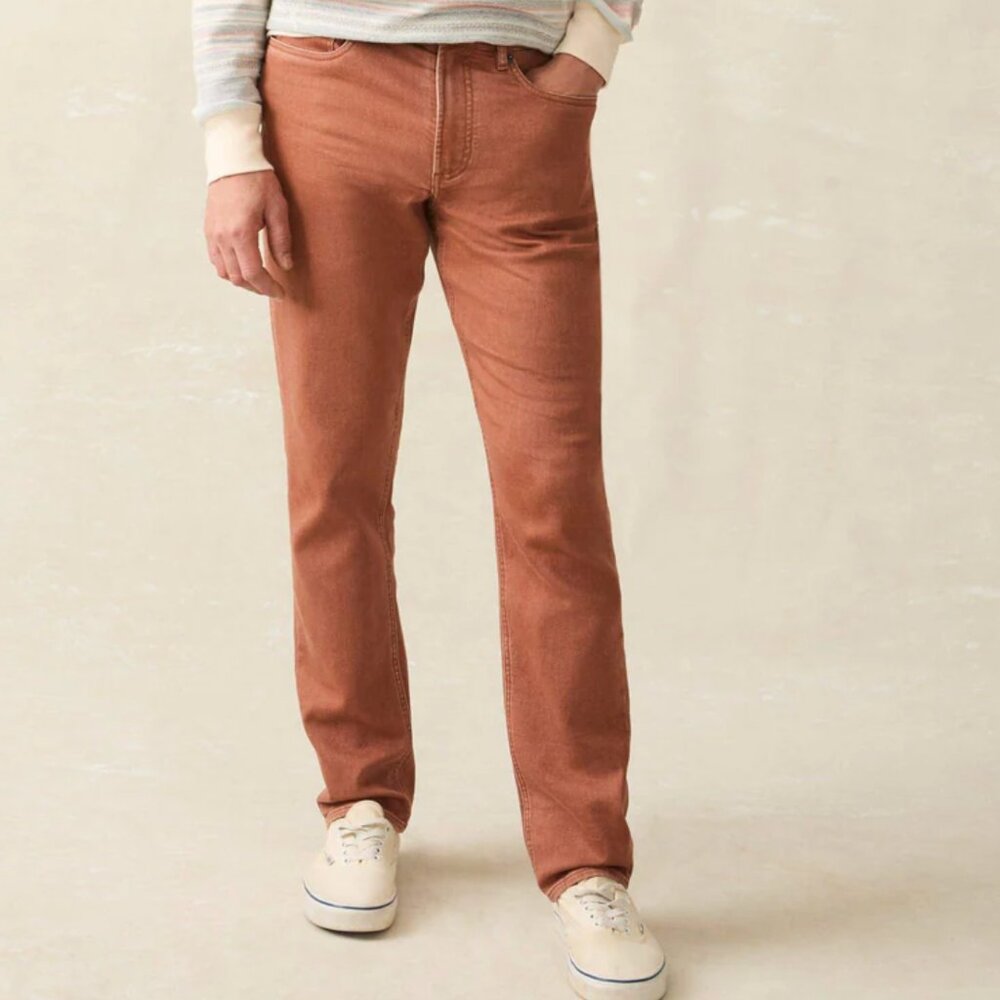 Faherty Stretch Terry 5-Pocket Pants - Men's 32x30 - Russet - NEW